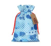 Blue Polka Dot Print Print Gift Reusable Drawstring Pouches For Party Favors Seasonal Winter Celebration Bags
