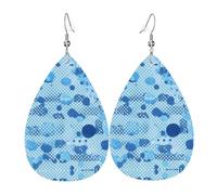 Blue Polka Dot Print Print Leather Dangle Earrings For Women Elegant Drop Earrings Lightweight Fashion Jewelry