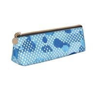 Blue Polka Dot Print PVC Coin Purse Makeup Bag Pencil Case Zipper Pouch for Women Men White One Size Simple Easy, white, One Size, Simple and easy
