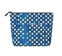 Blue Polka Dot Print Single Layer Fake Hemp Makeup Bag Toiletry Bag Zipper Pouch Accessories for Women Black One Size Black One Size, Black/White, One Size