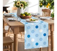 Blue Polka Dot Watercolor Table Runner 120 Inches Long, Summer Ocean Style Washable Table Runners Heat-Insulation Kitchen Dining Table Decorations for Home Party Decor 13x120in