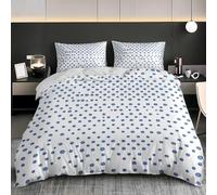 Blue Polka Dots Duvet Cover Set Single Size Polka Dot Geometry Quilt Cover 135x200 cm 3D Reversible Bedding with Pillowcase Zipper Closure Soft Easy Care Comforter Covers Set a.3298