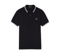 Blue Polo Shirt Double Stripe- male- Fred Perry- Polo Shirts- Blue- S- Tops S