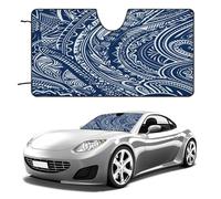 Blue Polynesian Maori Tribal Pattern Car Windshield Sun Shade - Reflector Sunshade Offers Ultimate Protection for Car Interior, Cool Reflective Sun Blocker Fits Small Sedans, Mini SUVs 55"x30"