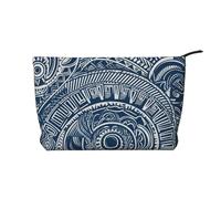 Blue Polynesian Maori Tribal Pattern Corduroy Makeup Bag, Stylish and Durable, Portable and Lightweight