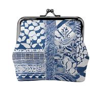 Blue Polynesian Maori Tribal Pattern Full Double-Sided Printed Pattern Women's and Girls' Fashionable Leather Kiss Lock Coin Purse Card Bag