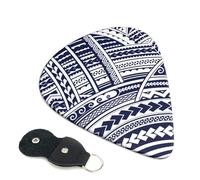Blue Polynesian Maori Tribal Pattern Guitar Picks, 6 Pcs Guitar Plectrums double-sided printing, suitable for acoustic, electric and bass guitars, including 0.46 mm 0.71 mm 0.96 mm