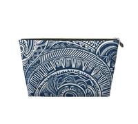 Blue Polynesian Maori Tribal Pattern Leather Travel Wash Bag, A Fashionable and Practical Makeup Organizer