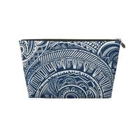 Blue Polynesian Maori Tribal Pattern Leather Travel Wash Bag, Stylish and Durable, Easy to Carry