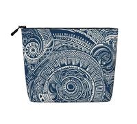 Blue Polynesian Maori Tribal Pattern Multi Functional Single-Layer Linen Makeup Bag - Fashionable and Practical Cosmetic Storage Bag