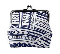 Blue Polynesian Maori Tribal Pattern Print Charm and Versatile Coin Purse Exquisite Waterproof Kiss Lock Wallet for Keys Cards