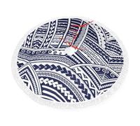 Blue Polynesian Maori Tribal Pattern Print Christmas Tree Skirt Perfect For Christmas, New Year Seasonal Celebrations