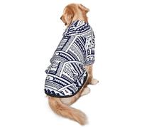 Blue Polynesian Maori Tribal Pattern Print Dog Hoodie Pet Sweatshirt, Warm, Soft And Breathable Hooded Clothes For Medium To Large Dogs, Easy-To-Wear Design, For Winter And Fall