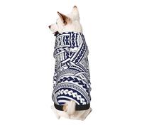 Blue Polynesian Maori Tribal Pattern Print Dog Hoodie Sweatshirt For Small Dogs, Warm, Soft And Breathable Pet Clothes, Easy To Wear Jumper For Winter And Fall Warm