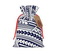 Blue Polynesian Maori Tribal Pattern Print Drawstring Gift Bag,Reusable Sachets,Party Favors,Wedding,Festival,Birthday