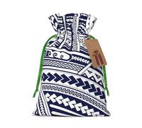 Blue Polynesian Maori Tribal Pattern Print Drawstring Gift Bags,For Holiday Season,Birthdays,Anniversaries And Any Special Occasion