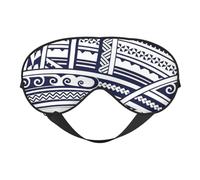 Blue Polynesian Maori Tribal Pattern Print Functionality Cozy Eye Mask Adjustable Strap Nap Night Travel Camping Yoga Relax