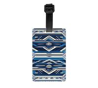 Blue Polynesian Maori Tribal Pattern Print Luggage Tags for Suitcases Waterproof Labels Set Travel Bag Easy-to-Identify