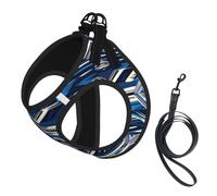 Blue Polynesian Maori Tribal Pattern Print Pet Vest Harnesses Leash Set Reflective Puppy Vest Dogs Walking Training Dog Harness