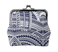 Blue Polynesian Maori Tribal Pattern Print Practicality Coin Purse Cute Mini Coin Pouch for Women (4.52 x 4.13in) Exquisite, Black, One Size