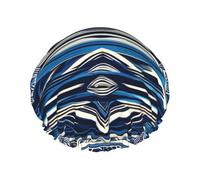 Blue Polynesian Maori Tribal Pattern Print Shower Cap Bath Caps Elastic Reusable Shower Hair Cap Double Layers Hair Cap