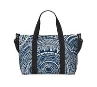 Blue Polynesian Maori Tribal Pattern Print Travel Duffel Bag, Lightweight Water-Resistant Weekender Spacious Gym & Travel Bag for Men, Women & Teens