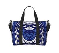 Blue Polynesian Maori Tribal Pattern Print Travel Duffel Bag, Lightweight Water-Resistant Weekender Spacious Gym & Travel Bag for Men, Women & Teens