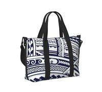 Blue Polynesian Maori Tribal Pattern Print Travel Hand Bag for Women Men Lightweight Foldable for Weekend Trips Gym Vacation