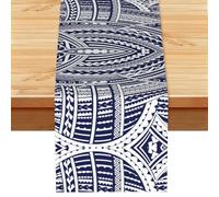 Blue Polynesian Maori Tribal Pattern Printed Aesthetic Table Cloth, Spring Easter Decoration, Autumn Thanksgiving Dining Mat