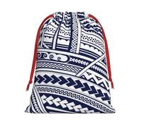 Blue Polynesian Maori Tribal Pattern Printed Christmas Drawstring Gift Bags For Decorating Christmas Trees Staircases And Porches Party Favors Wedding Decor & Holiday Packaging 3 Sizes