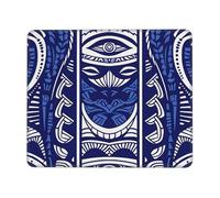 Blue Polynesian Maori Tribal Pattern Printed Gaming Mouse Pad 12x10 Inches, Non-Slip Rubber Base Laptop Mousepad Desk Mat with Stitched Edges for Gamer, Office, Home