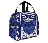 Blue Polynesian Maori Tribal Pattern Printed Insulated Lunch Bag for Adults Reusable Thermal Lunch Tote, Cute Cooler Bag for Work, School, Picnics & Outdoor Adventures