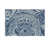 Blue Polynesian Maori Tribal Pattern Printed Jigsaw Puzzle 14.4x9.8 CM, Rectangular Puzzle Challenging Game for Adults Gifts, Family Fun Decorative Wall Decor