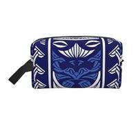 Blue Polynesian Maori Tribal Pattern Printed Makeup Bag Travel Portable Cosmetic Bag Large Capacity Makeup Case Toiletry Handbag Organiser for Women