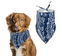 Blue Polynesian Maori Tribal Pattern Printed Pet Scarf Polyester Triangle Scarf - One Size (27.6in X 11.8in)