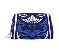 Blue Polynesian Maori Tribal Pattern Printed Small Makeup Bag Portable Leather Make up Bag Travel Zipper Cosmetic Bags Organizer for Women