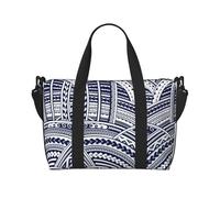 Blue Polynesian Maori Tribal Pattern Printed Women's Tote Bag Portable Crossbody Bag Suitable for Gym Workouts Commuting and Travel
