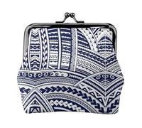 Blue Polynesian Maori Tribal Pattern Printing Lightweight Minimalist Wallet, Compact Coin Pouch for Gym Visits and Errands