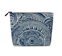 Blue Polynesian Maori Tribal Pattern Single Layer Linen Like Makeup Bag, Lightweight and Cute, Easy to Use