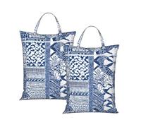 Blue Polynesian Maori Tribal Pattern Travel Laundry Bag with All-Over Print,Water-Resistant Twill Fabric,Smooth Zipper, Top Carry Handle,Hanging Loop,Large 58x46cm