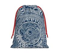 Blue Polynesian Maori Tribal Pattern Ultra Soft Velvet Gift Bag, Comfortable To The Touch, Reusable
