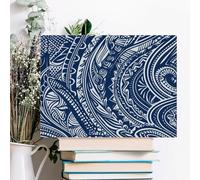 Blue Polynesian Maori Tribal Pattern Wall Decor For Living Room Large Canvas Wall Art For Bedroom Modern Office Pictures Wall Artwork Landscape Paintings Canvas Art Prints Home Decorations 16x12inch(4