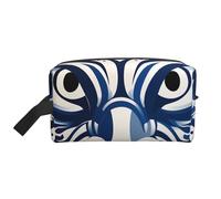 Blue Polynesian Maori Tribal Pattern Water-Resistant Travel Toiletry Organizer Bag, Large Capacity Portable Cosmetic Storage for Gym/Daily Essentials