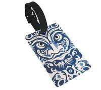 Blue Polynesian Maori Tribal Pattern1 Luggage Tag PVC Travel Bag Tag with Strap ID Card Label for Suitcase Backpack Carry On Baggage Identifier