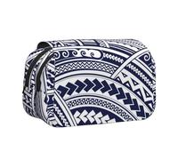 Blue Polynesian Maori Tribal Patterndouble Layer Pencil Case With Flip Top Big Pencil Bag Pouch Stationery Organizer Makeup Bag For Boys Girls Teen College Students School Adults & Office Supplies