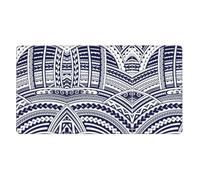 Blue Polynesian Maori Tribal Patternprinting Desk Mat Ideal for Large Mouse Pad, Horizontal Oversized Rubber Mouse Pad 16x29.5in,Office