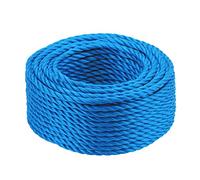 Blue Polypropylene Rope 30m Long 6mm Rope Maximum Breaking Load 530kg - Hard-Wearing 3-Strand Split Film Polypropylene Cord - Strong Rope for Tarpaulin Strapping Items Cargo Boating Washing Line