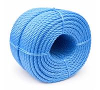 Blue Polypropylene Rope 30m Long 6mm Rope Maximum Breaking Load 550kg - Hard-Wearing 3-Strand Split Film Polypropylene Cord Nylon - Strong for Tarpaulin Strapping Items Cargo Boating Washing Line