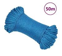 Blue Polypropylene Work Rope 8mm x 50m, Twisted All-Purpose Cord for Boating, Marine, Dock Line, Garden, and Outdoor Projects