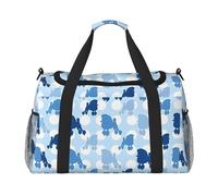 Blue Poodle Polka Dot Lightweight Waterproof Large Capacity Handheld Shoulder Crossbody Travel Bag Personal Belongings Organizer Bag